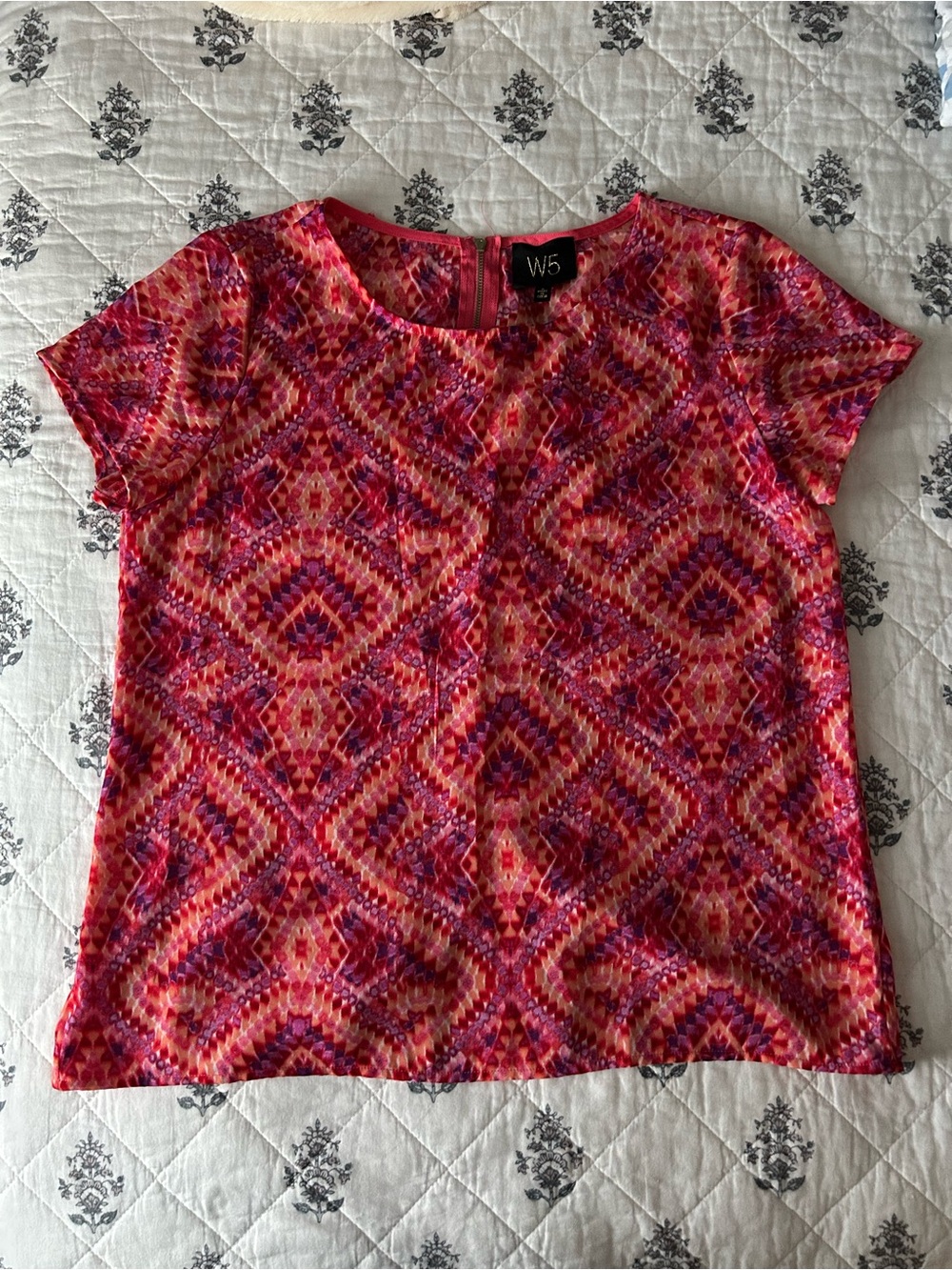 W5 Pink and Red Geometric Short Sleeve Tee